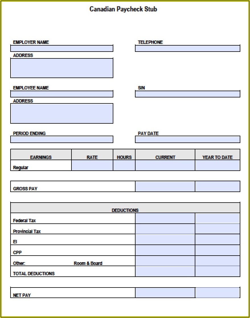 Canadian Pay Statement Template
