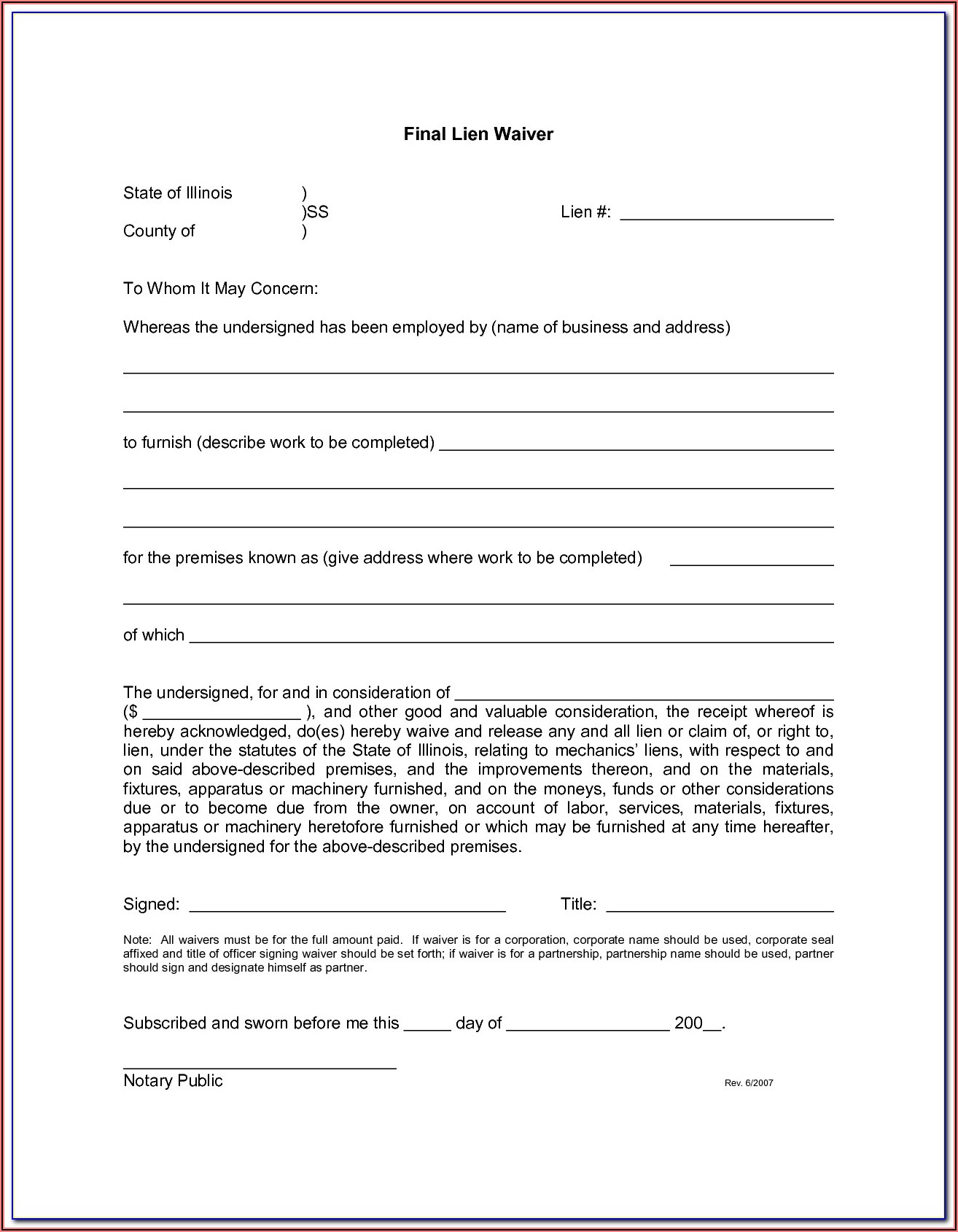 Certificate Of Release Of Federal Tax Lien Form 668(z)
