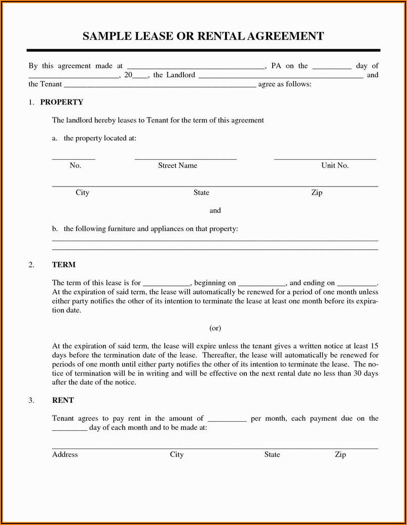 Commercial Lease Agreement Free Printable