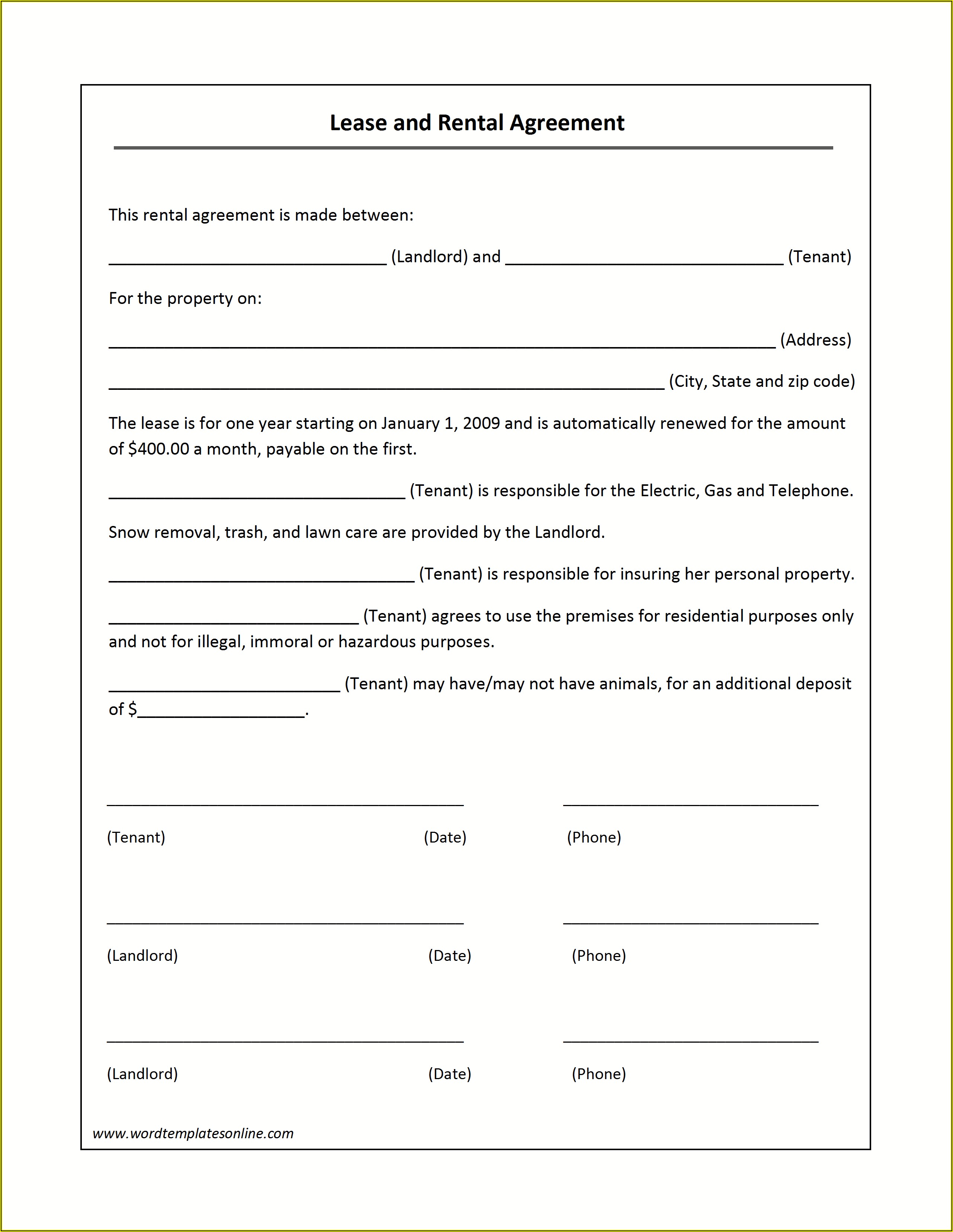 Commercial Property Rental Agreement Template Uk