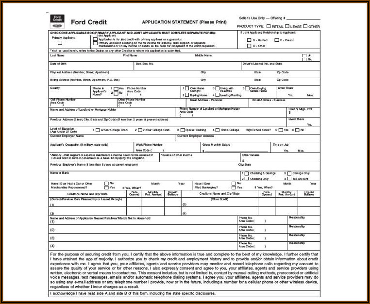 Credit Application Form Word Template