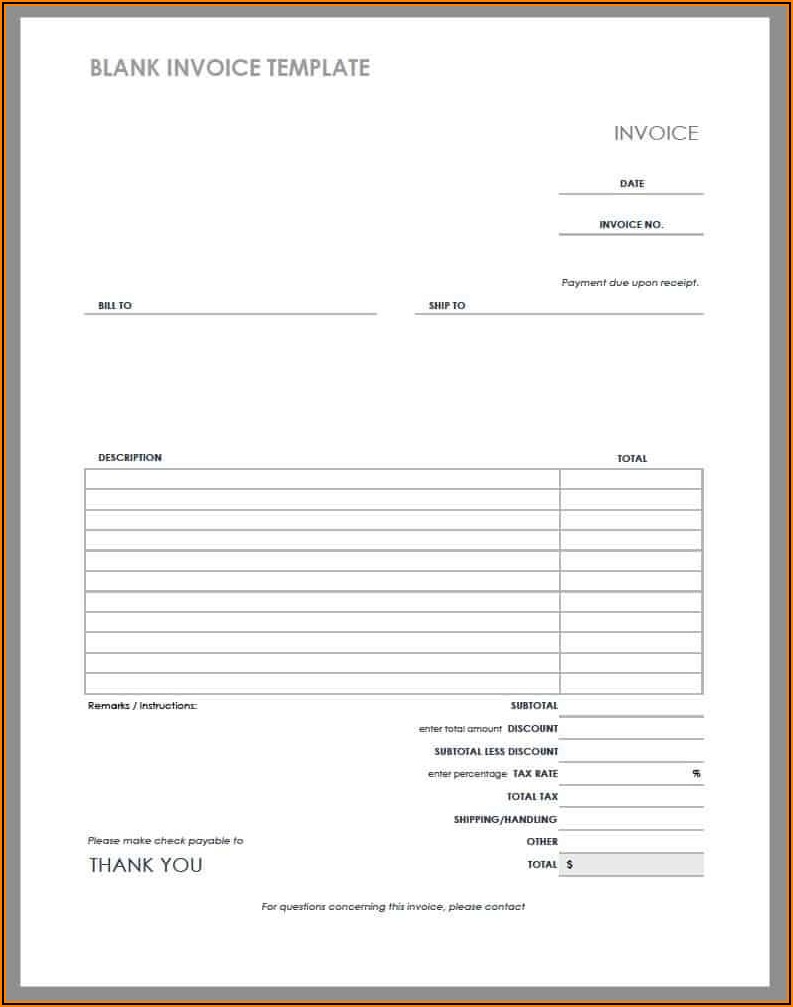 Download Free Blank Invoice Form