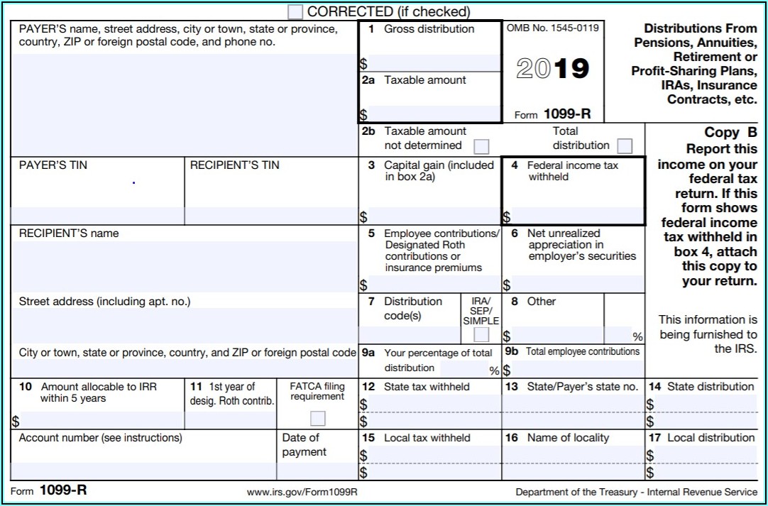 Federal Income Tax Form 1099 R