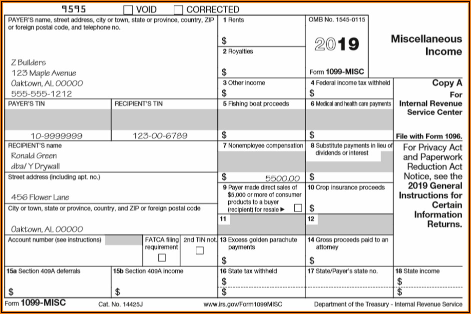 Fill In Form 1099 Misc 2019