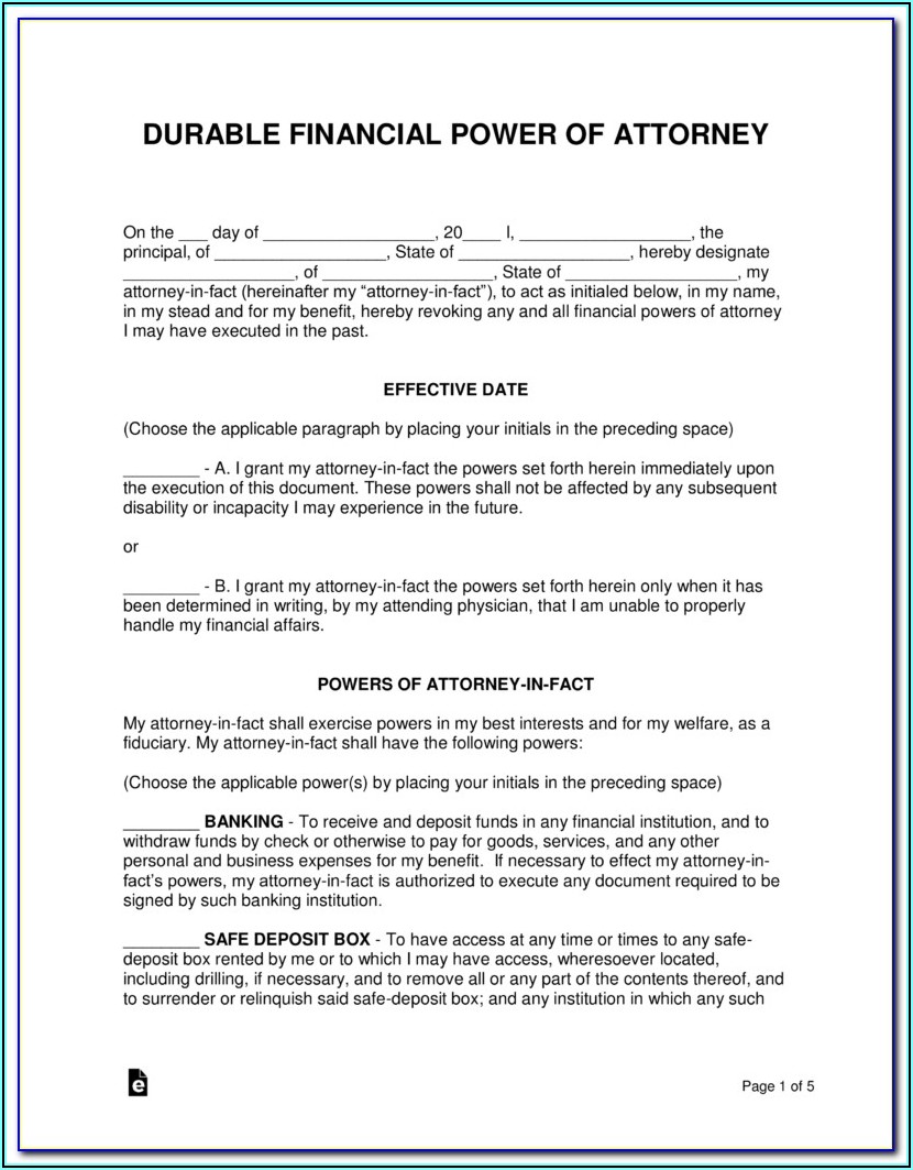 Financial Power Of Attorney Form Nc