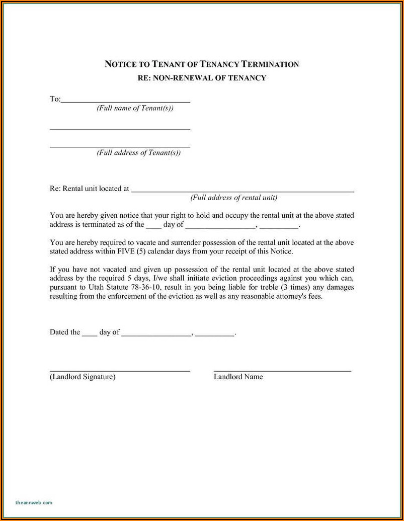 Florida Non Renewal Of Lease Form