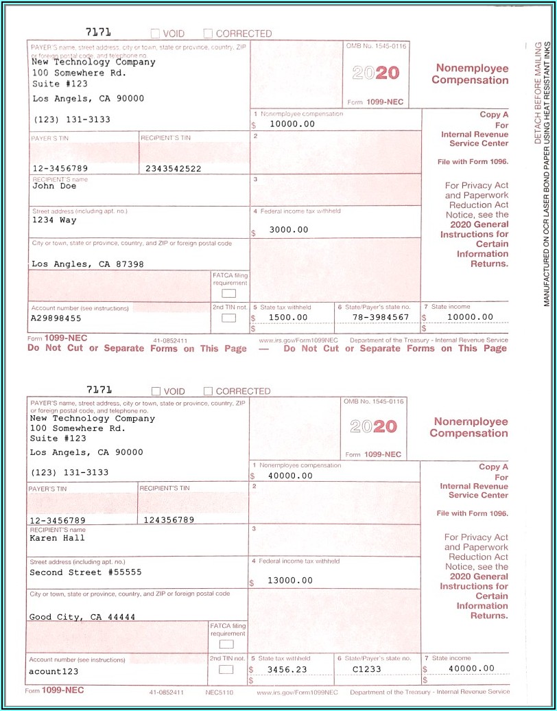 Form 1099 Nec Template
