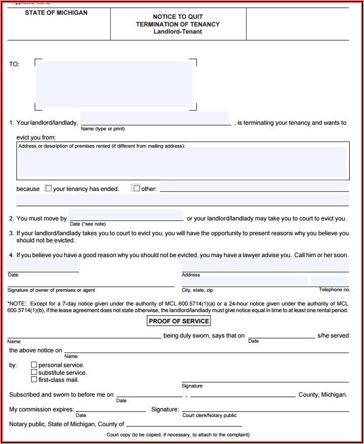 Formal Eviction Notice Template