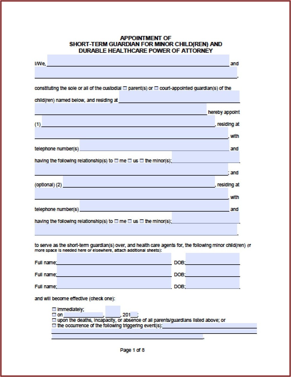 Forms For Guardianship Of A Minor Child In California
