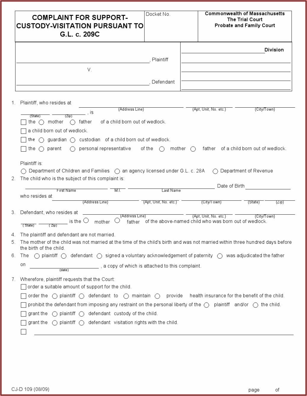 Forms For Legal Custody Of Child