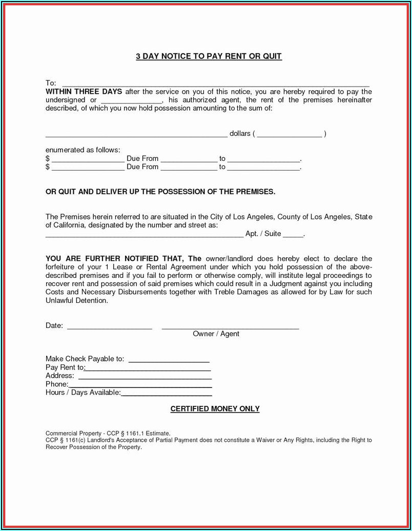 Free Eviction Notice Form Pdf