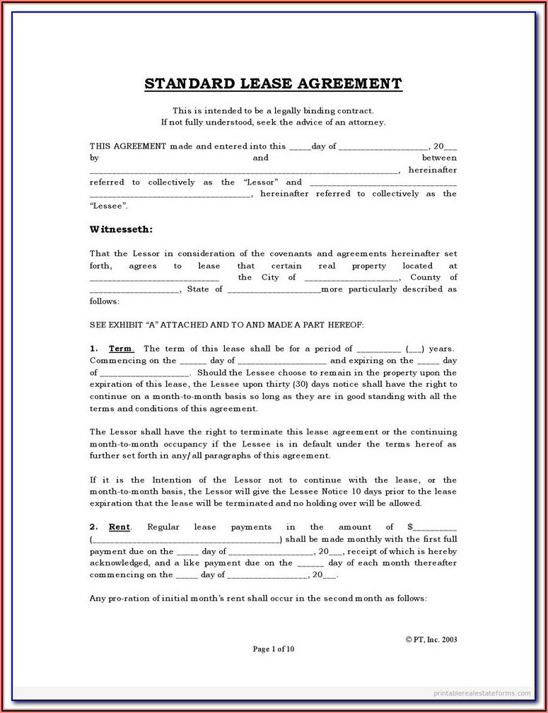 Free House Rental Agreement Form Pdf