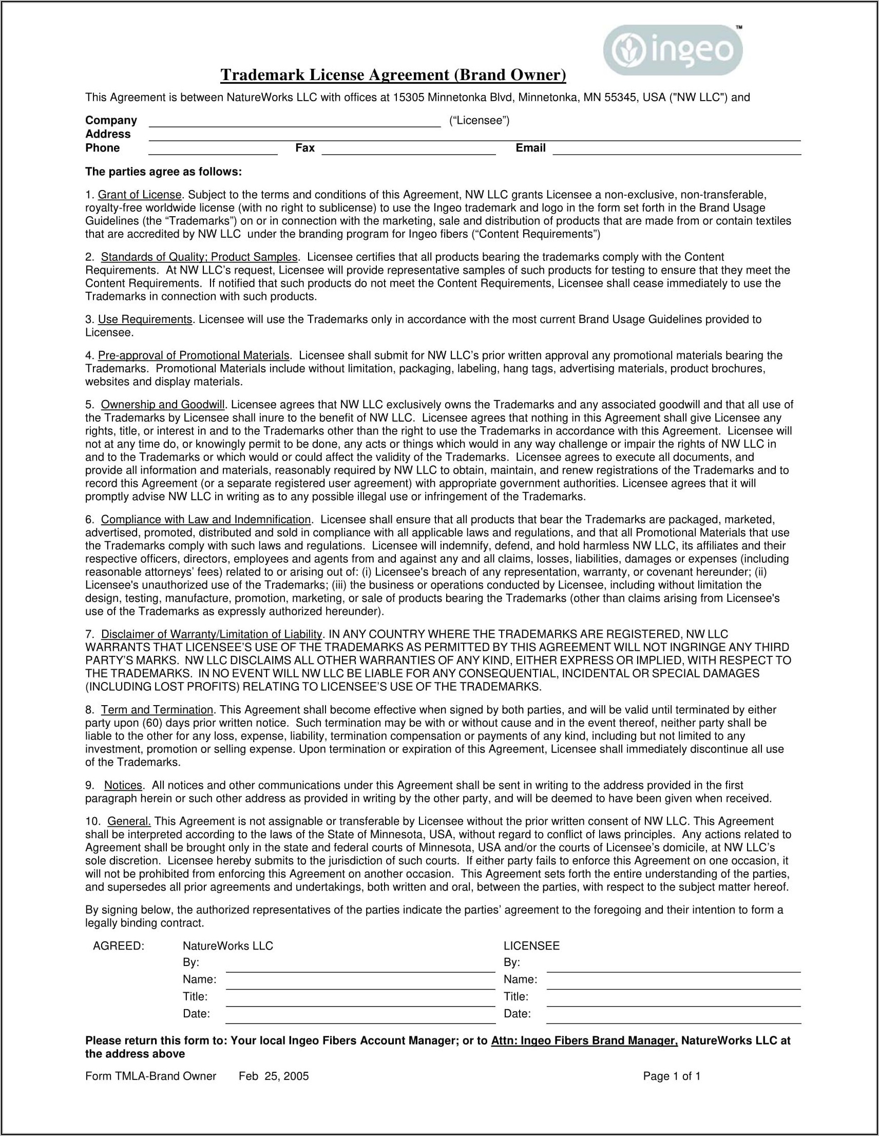 Free Licensing Agreement Template