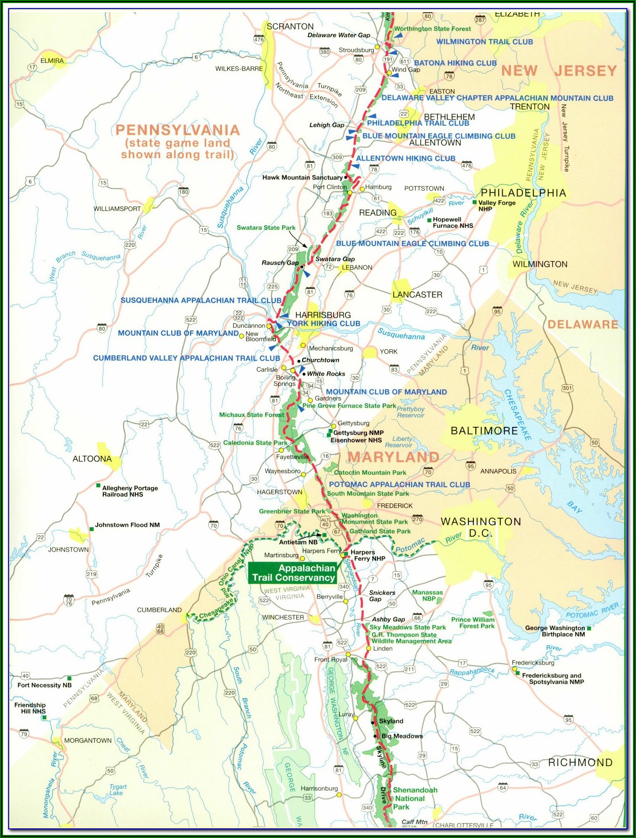 Free Printable Appalachian Trail Map