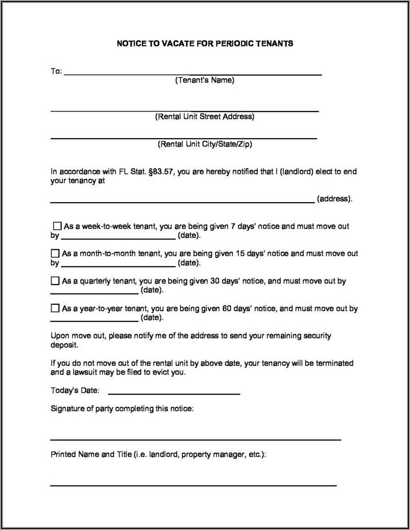 Free Printable Notice To Vacate Form Texas