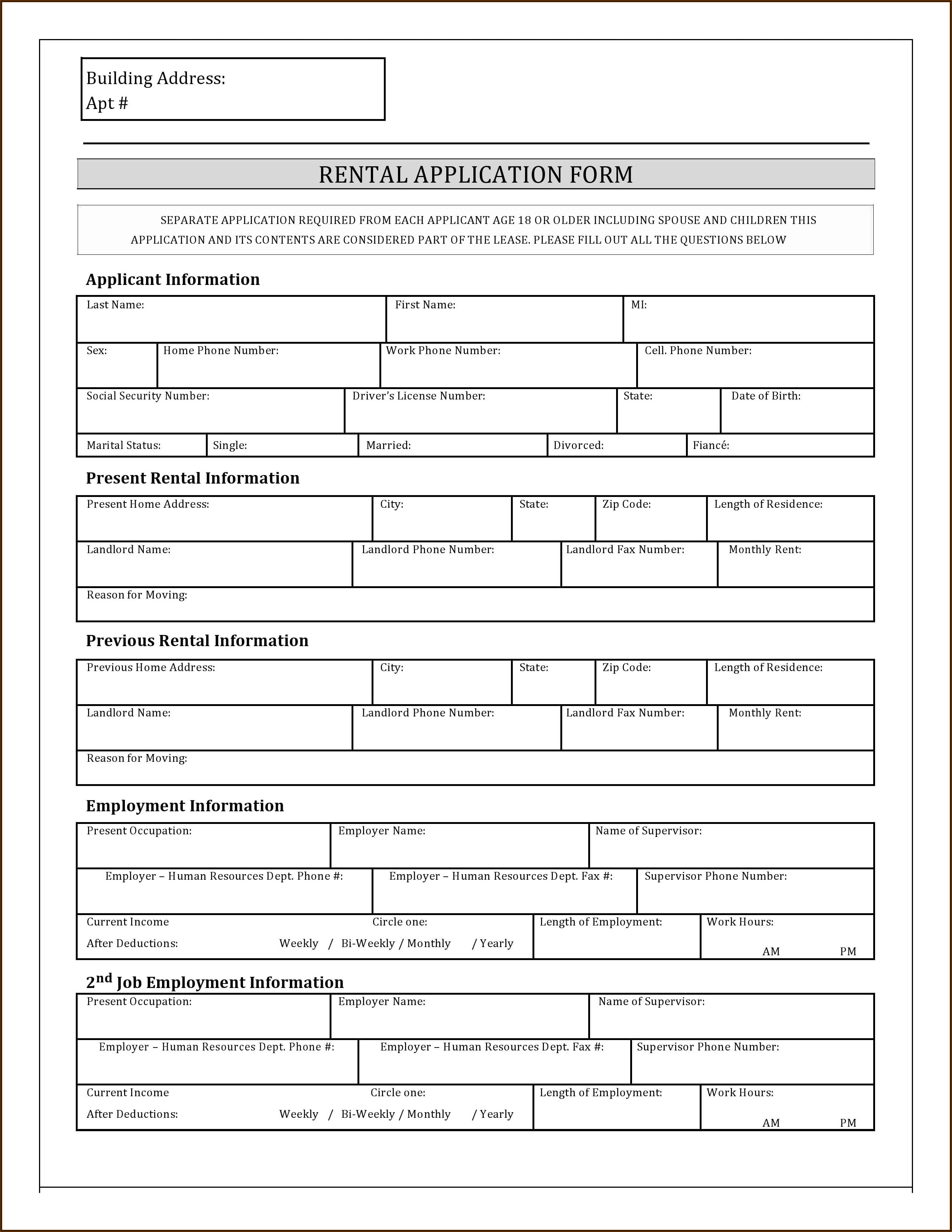 Free Texas Rental Application Form