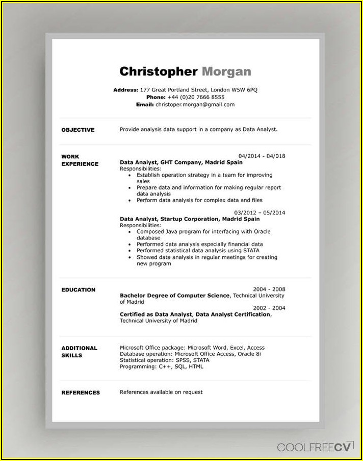 Fresher Doctor Resume Template Download
