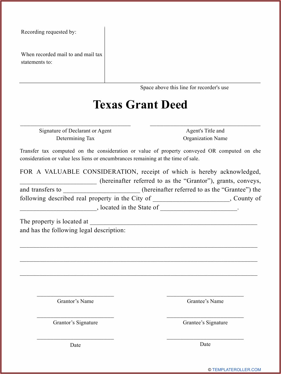 Grant Deed Form Texas