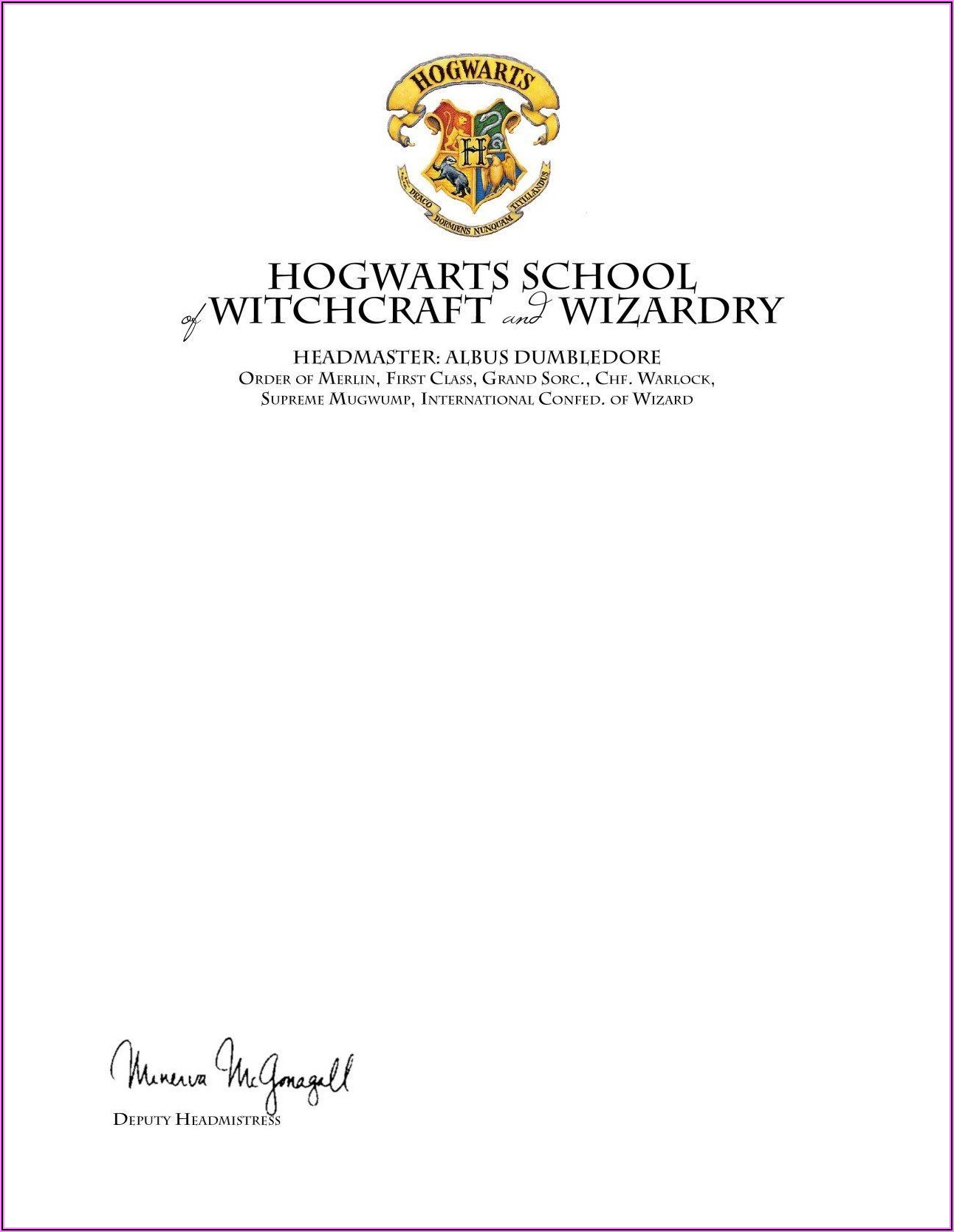Harry Potter Acceptance Letter Envelope