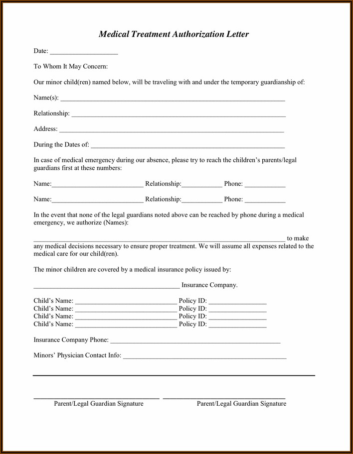 Health Care Authorization Form For Minor