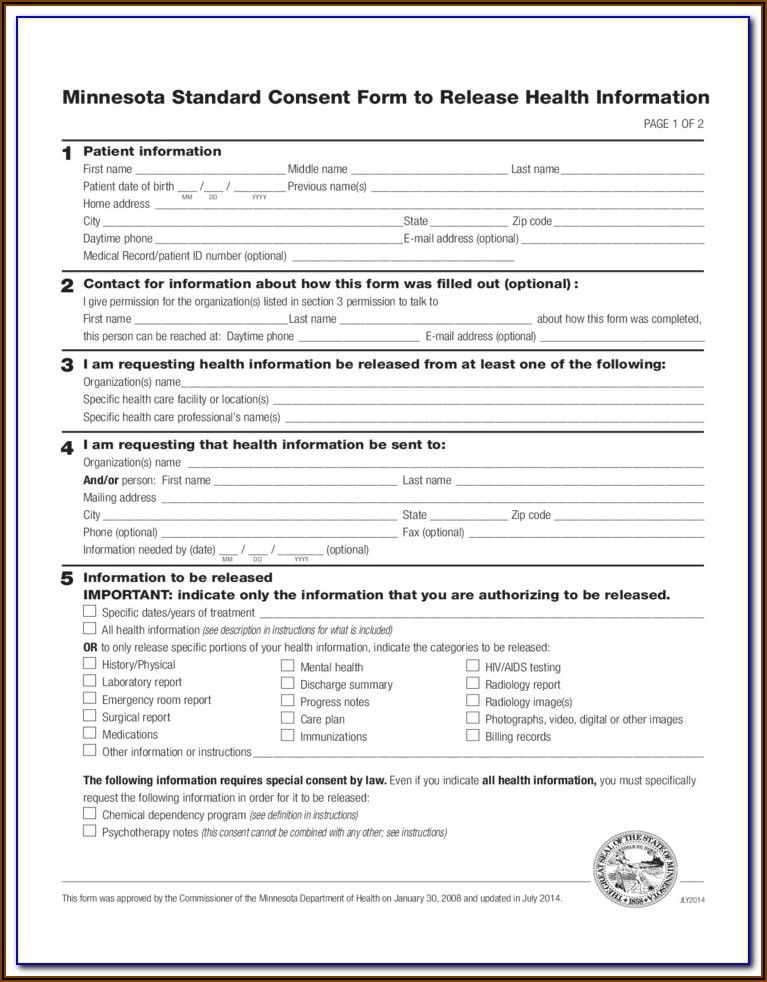 Health Care Consent Form Sample