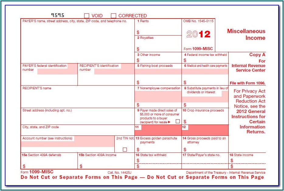 Income Tax 1099 Form