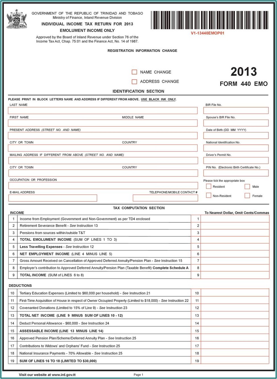 Income Tax Return Form 2015 16 Pdf Trinidad