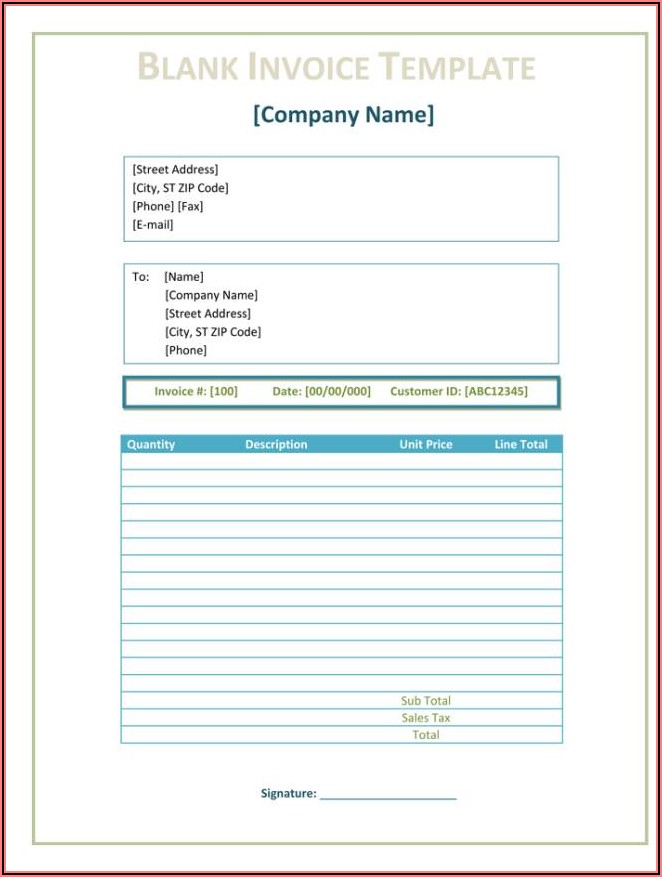 Invoice Form Free Printable
