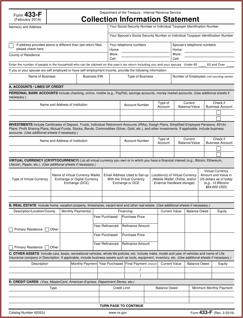 Irs Form 433 F Download