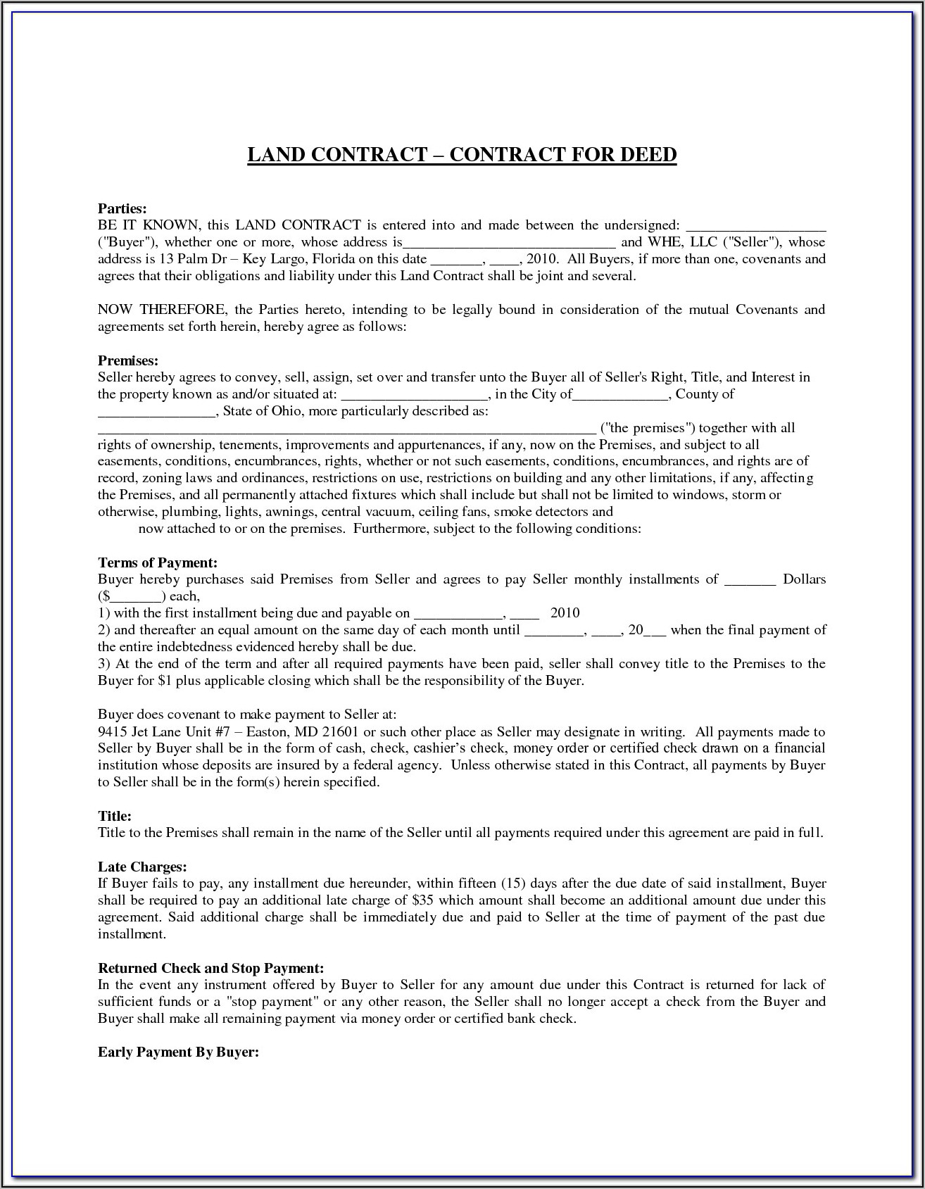 Land Sale Contract Form California