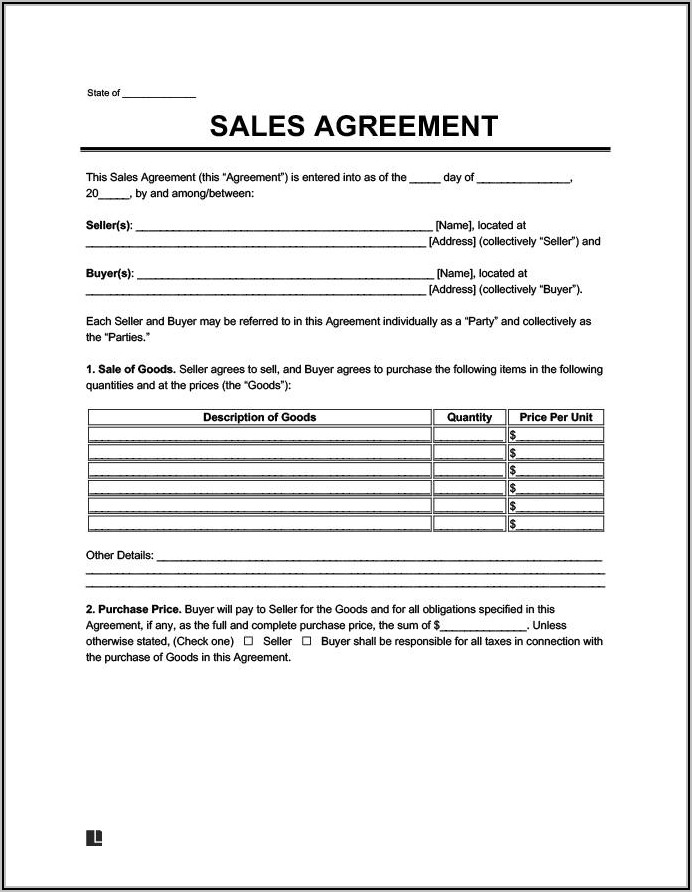 Land Sale Contract Sample