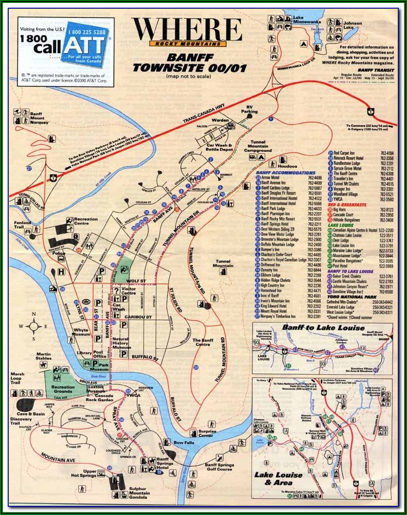 Map Of Hotels In Downtown Banff