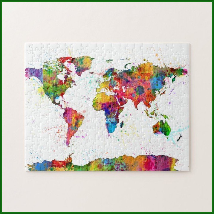Map Of The World Map Watercolor Jigsaw Puzzle