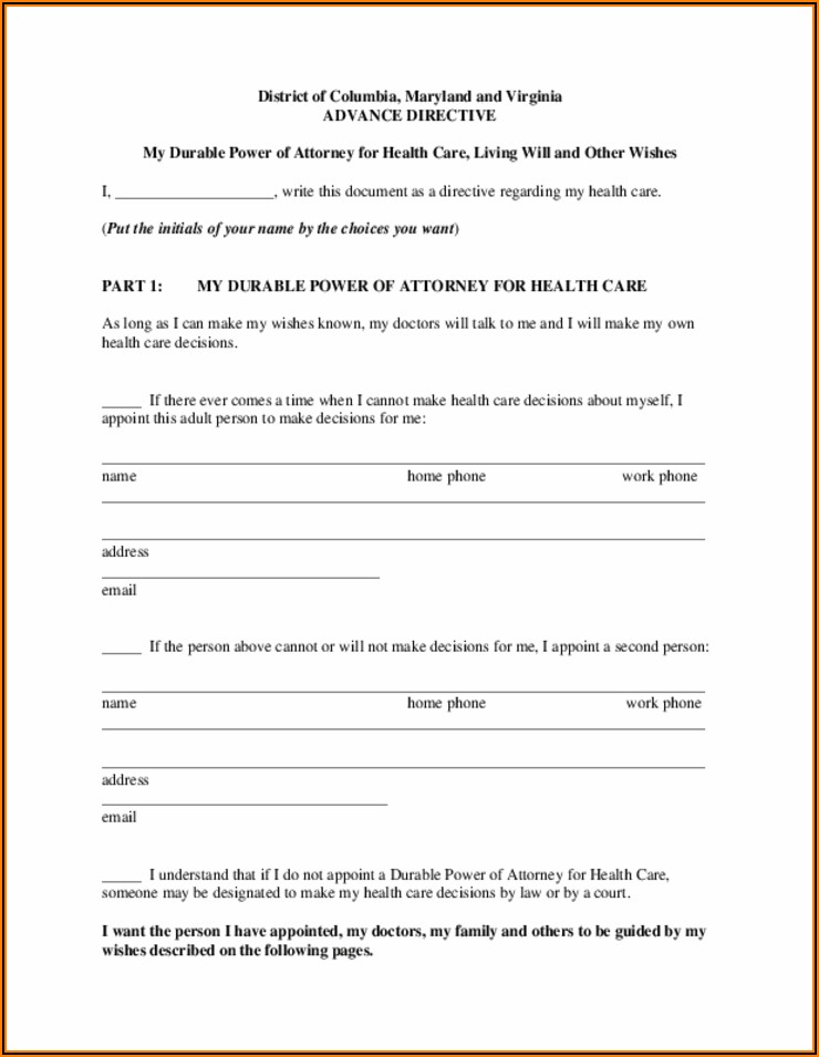 Maryland Power Of Attorney Form Free Printable