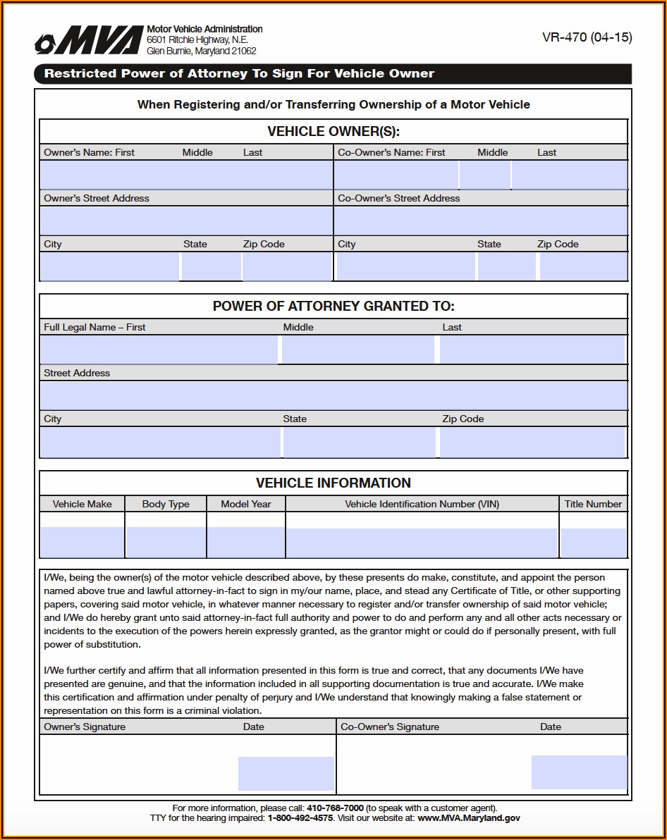 Maryland Power Of Attorney Forms Download