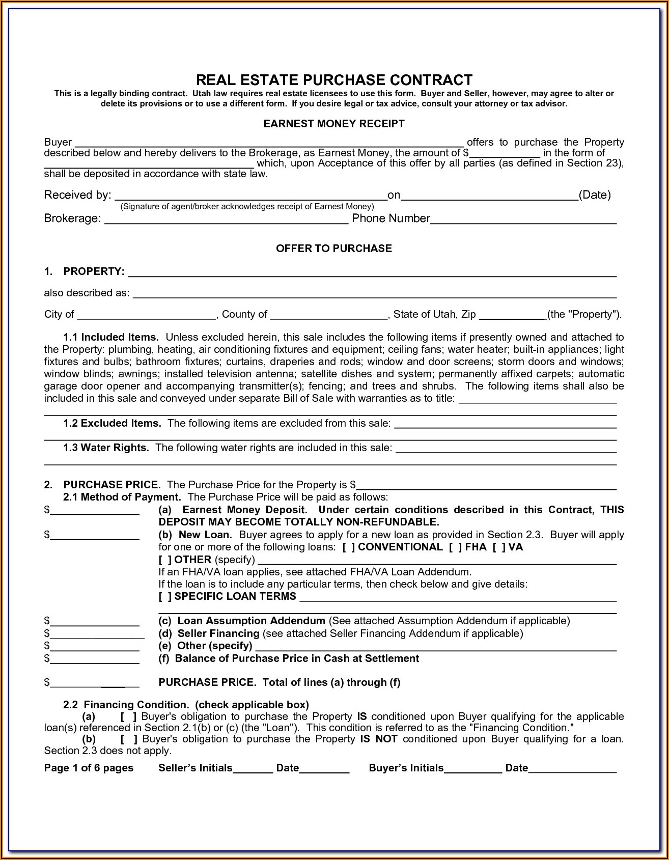 Michigan Real Estate Purchase Agreement Form