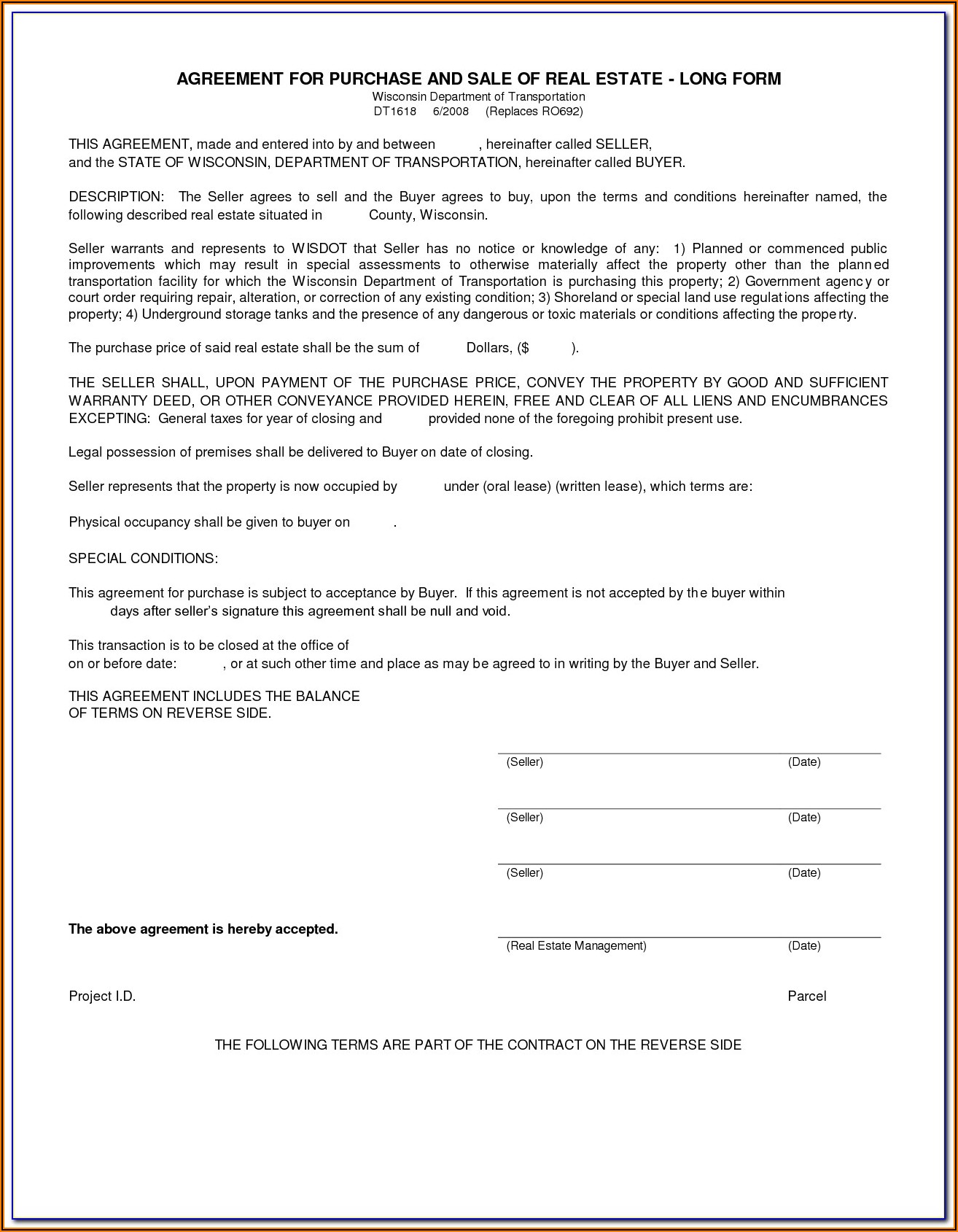 Michigan Realtor Purchase Agreement Form