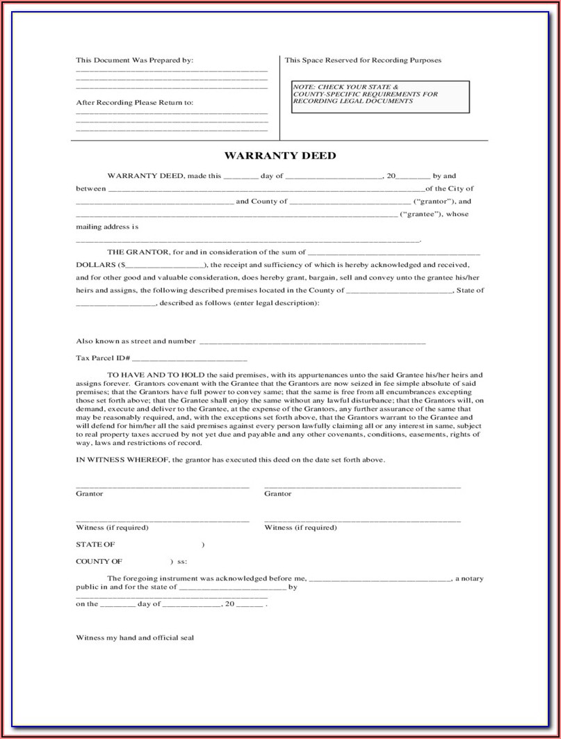 Missouri Warranty Deed Form Free