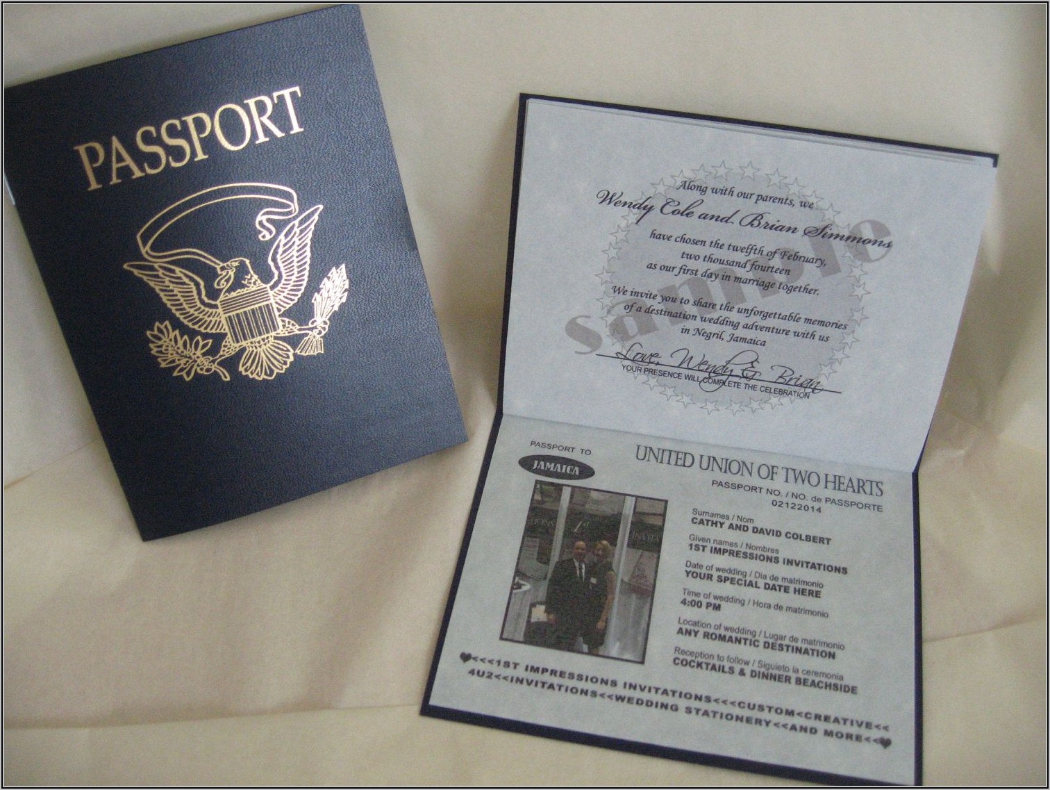 Passport Wedding Invitation Sample