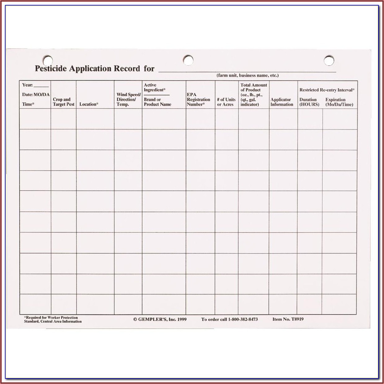 Pest Control Record Keeping Template