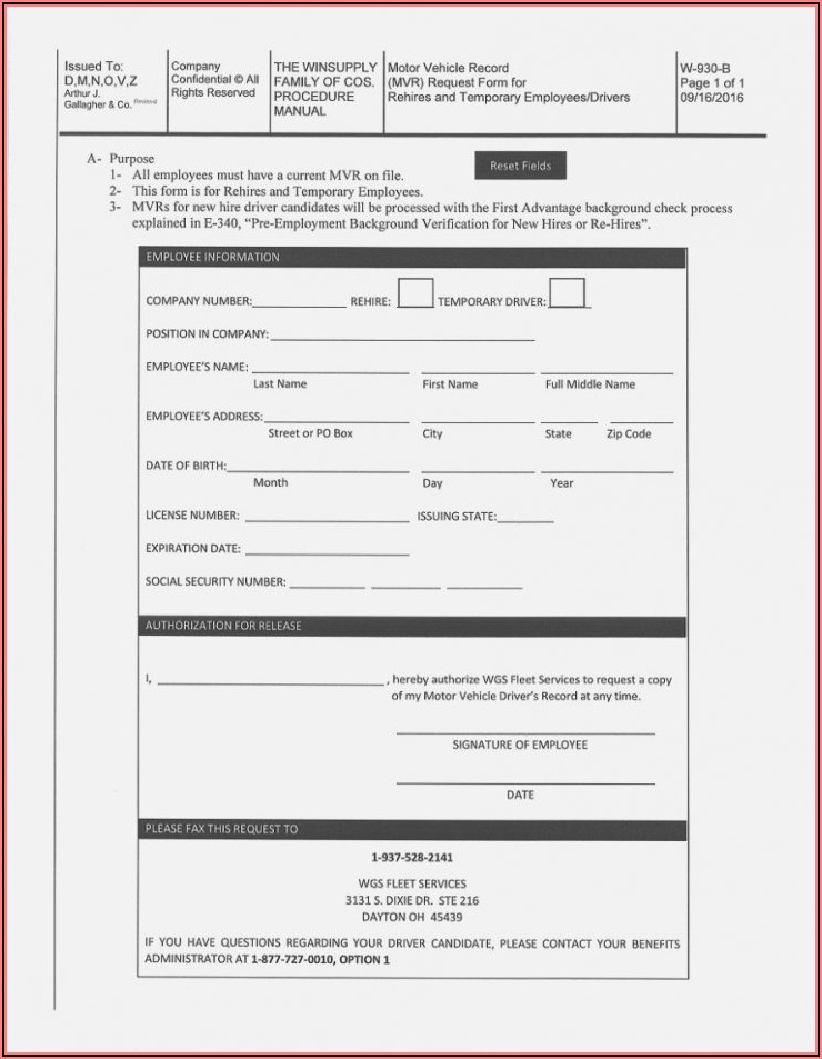 Pre Employment Background Check Authorization Form