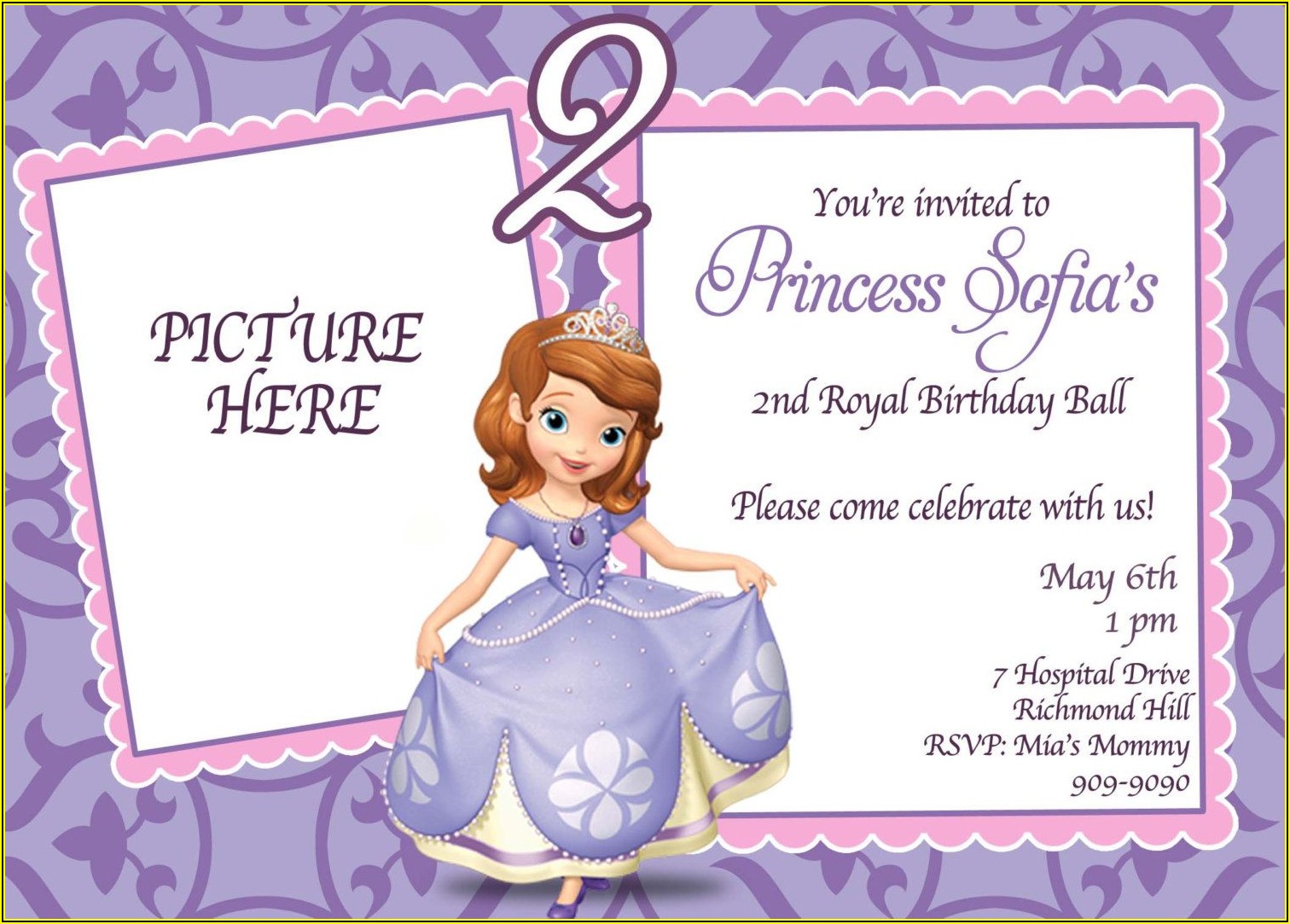 Princess Sofia Party Invitation Templates