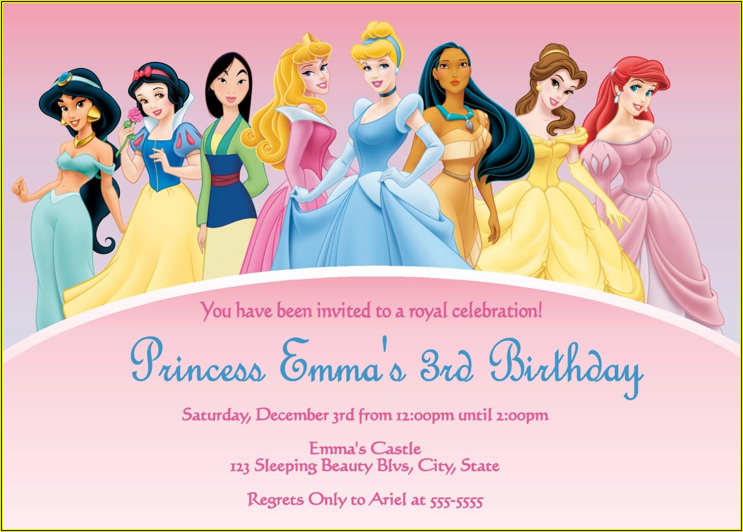 Princess Theme Party Invitation Template