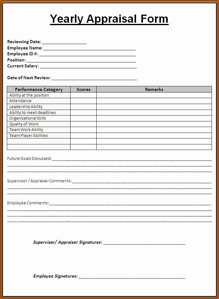 Printable Performance Appraisal Forms
