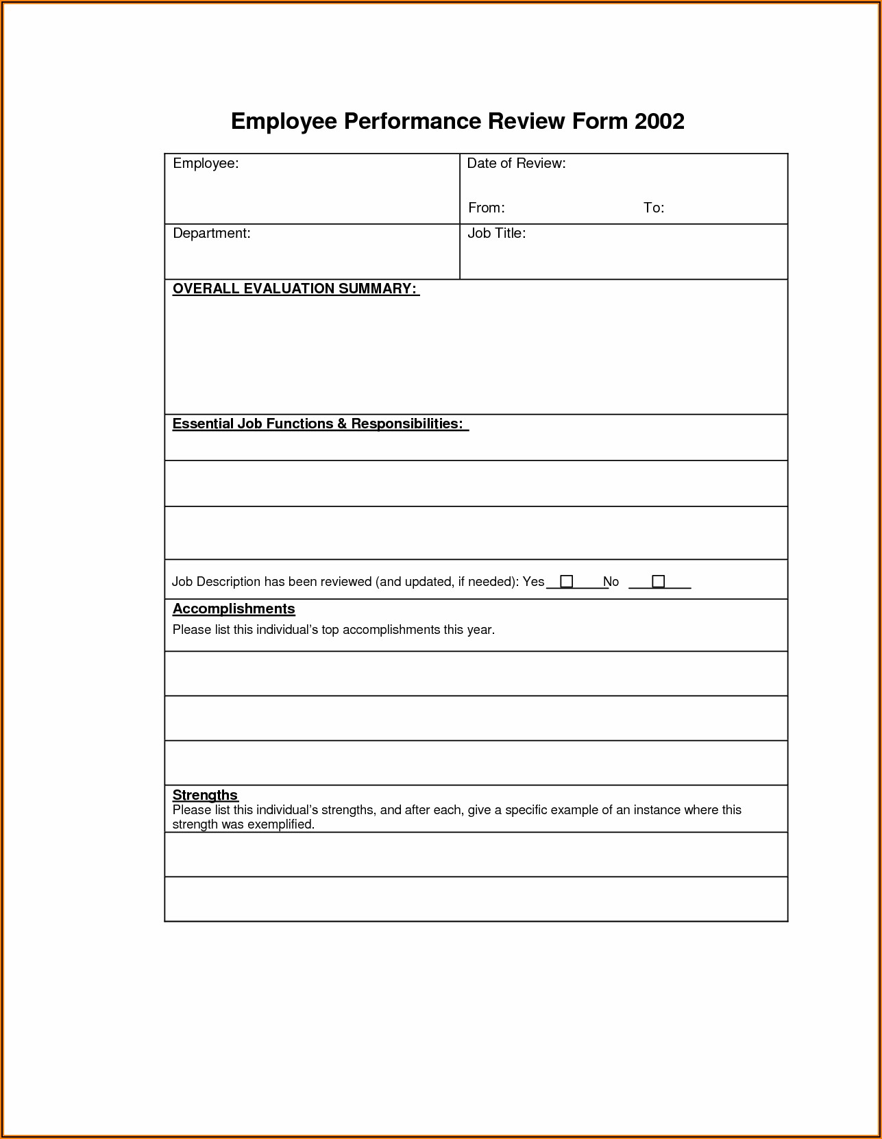 Printable Salon Employee Evaluation Form
