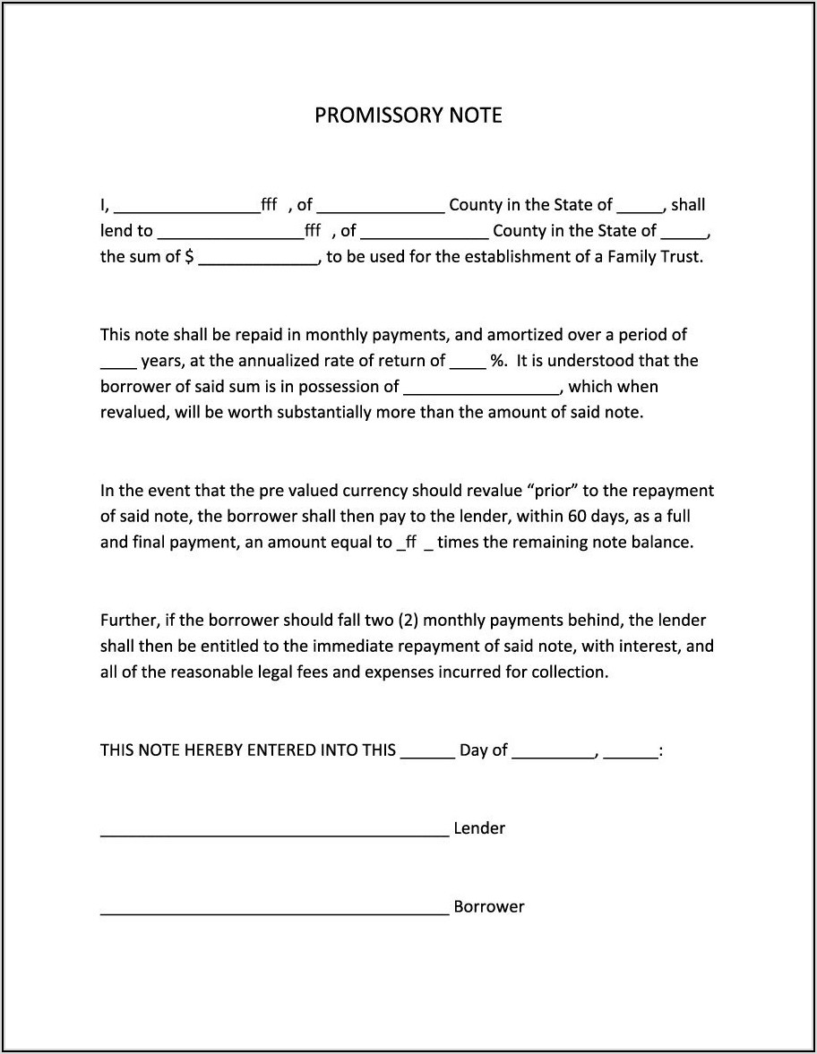 Promissory Note Format Free Download