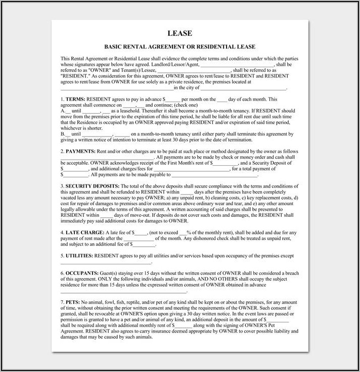 Property Lease Agreement Template Doc