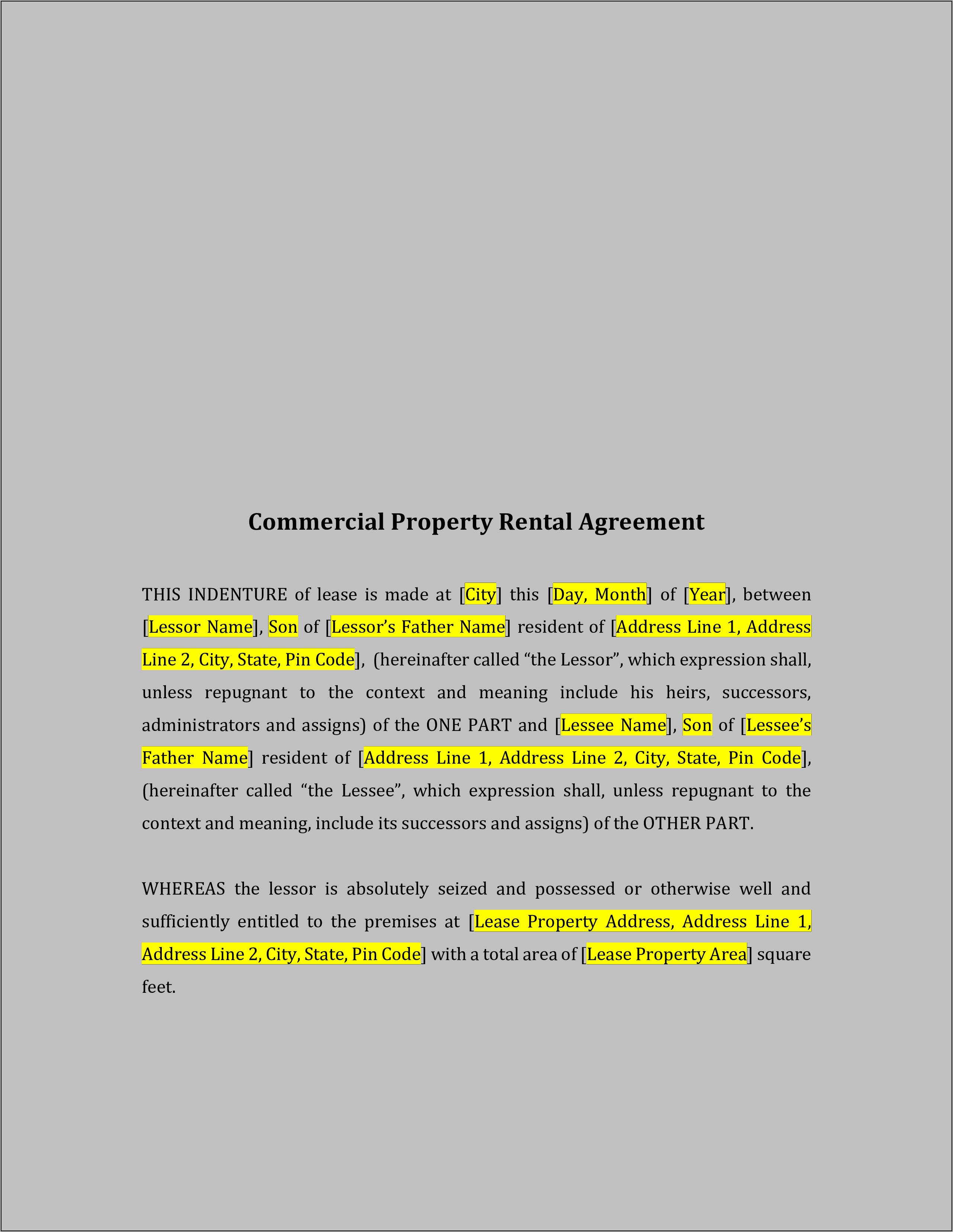Property Lease Agreement Templates