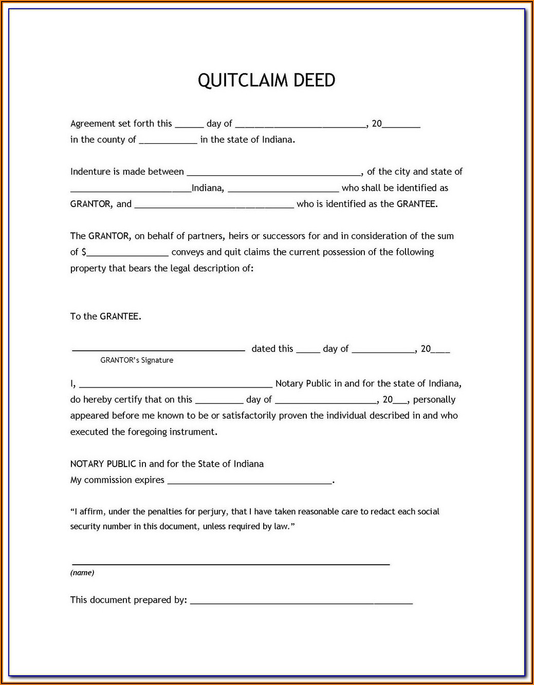 Quit Claim Deed Form Texas Sample