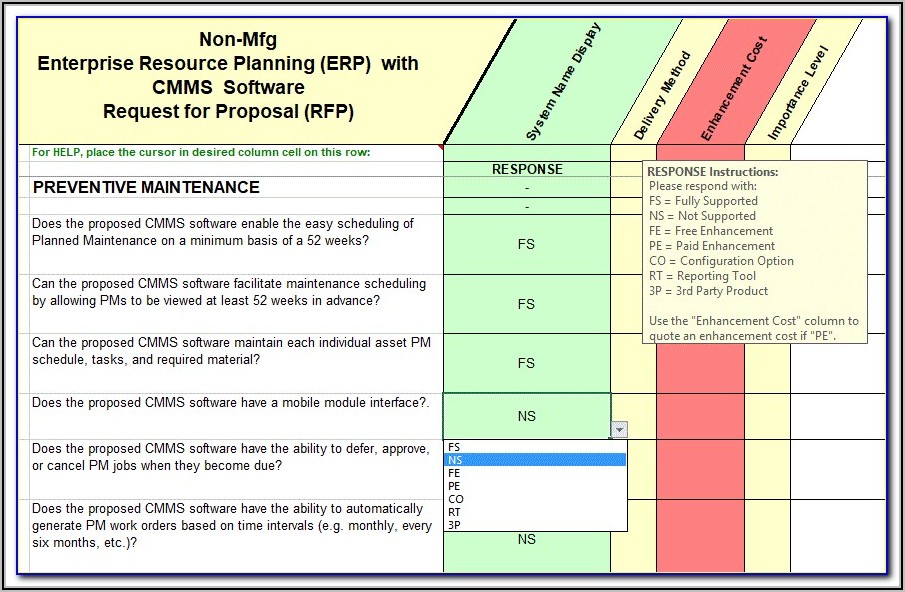 Rfp Template For Erp Software
